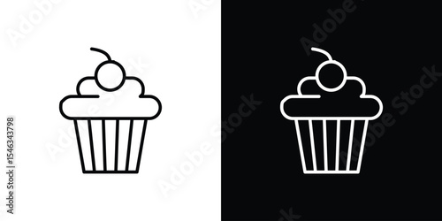 Cupcake icon in black. flat graphic vector icon