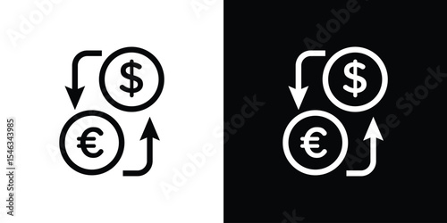 Currency exchange icon in black. flat graphic vector icon