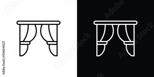 Curtains icon in black. flat graphic vector icon
