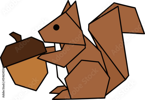 Origami Squirrel with an Acorn