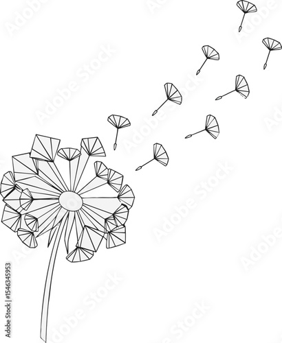 Origami Dandelion Blowing in the Wind