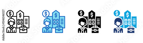 Business Center icon Multi Style Vector Illustration 
