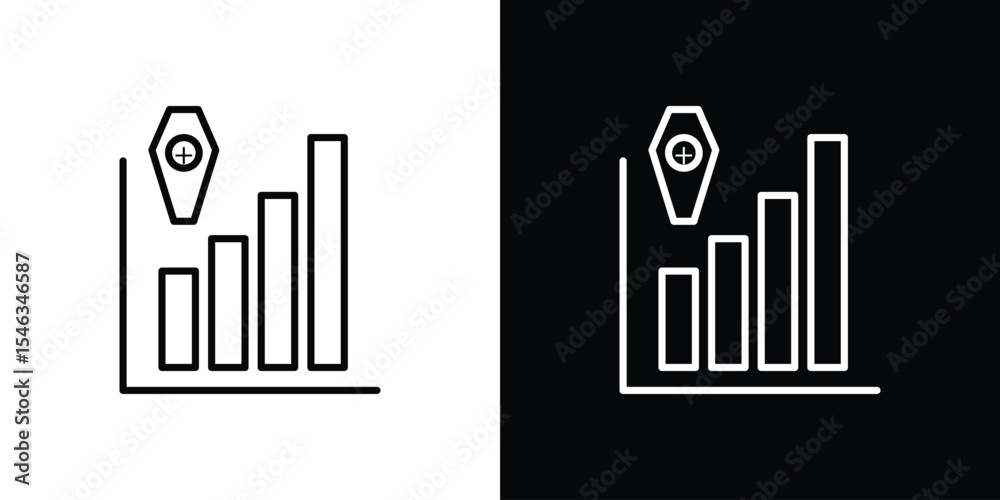 Obraz premium Death rate growth icon in black. flat graphic vector icon