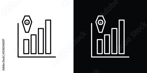 Death rate growth icon in black. flat graphic vector icon