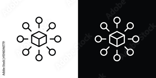 Decentralized icon in black. flat graphic vector icon