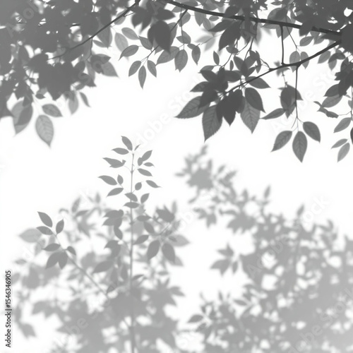 shadow overlay effect. Gray shadow of leaves isolated on white background. Plant foliage leaf shadow light effect. Mockup Blurred tree branch shadow. Ideal for summer spring design elements PNG