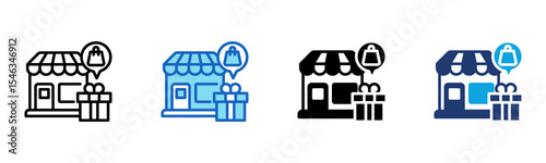Gift Shop icon Multi Style Vector Illustration 