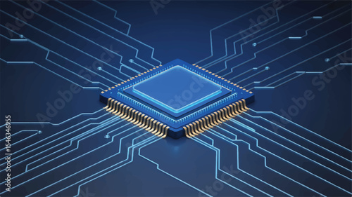 Digital Illustration of a Microprocessor Circuit Board