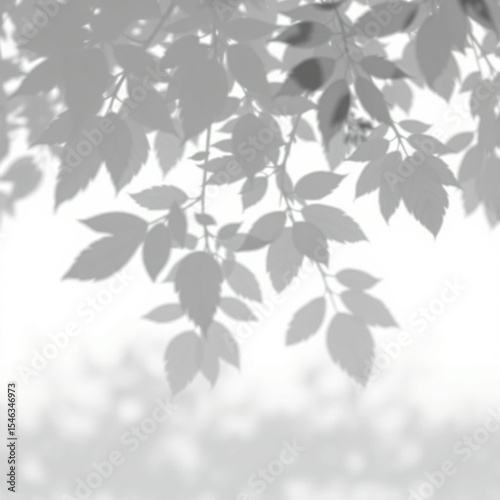 shadow overlay effect. Gray shadow of leaves isolated on white background. Plant foliage leaf shadow light effect. Mockup Blurred tree branch shadow. Ideal for summer spring design elements PNG
