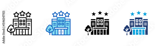 Hotel icon Multi Style Vector Illustration 
