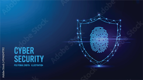 Cybersecurity Digital Fingerprint Protection Shield Illustration