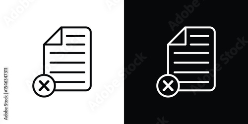Delete Document icon in black. flat graphic vector icon