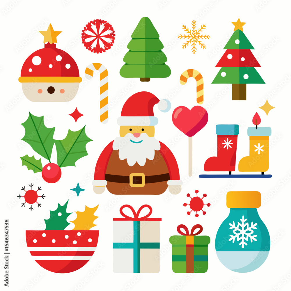 Fototapeta premium Set of christmas icon design vector on white background