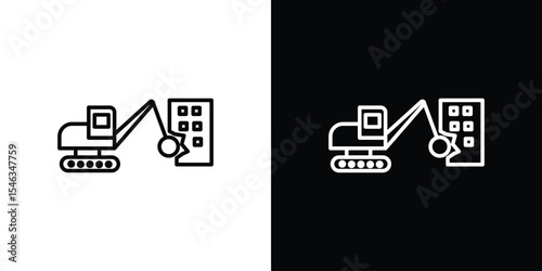 Demolition icon in black. flat graphic vector icon