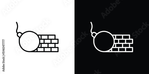 Demolition icon in black. flat graphic vector icon