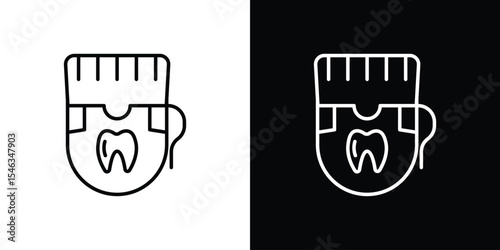 Dental floss icon in black. flat graphic vector icon