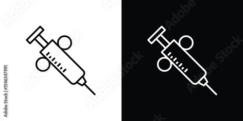 Dental needle icon in black. flat graphic vector icon
