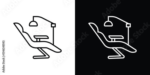 Dentist chair icon in black. flat graphic vector icon