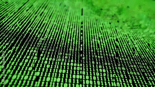 Green Binary Code Background for Technology and Data Themes