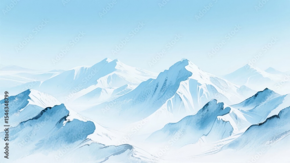 Fototapeta premium Snow-Covered Mountain Peaks Under a Clear Sky