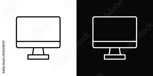 Desktop icon in black. flat graphic vector icon