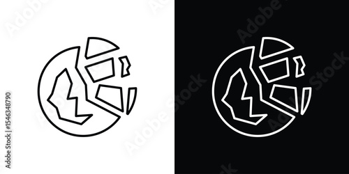 Destroyed planet icon in black. flat graphic vector icon