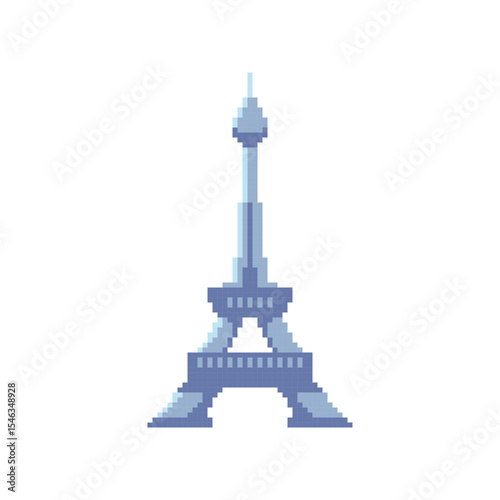 Flat design pixel art eiffel tower