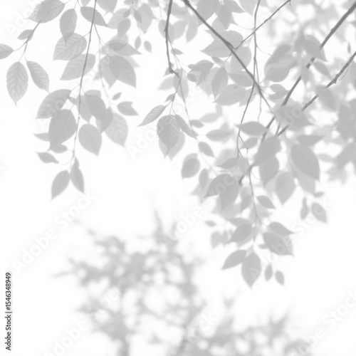 shadow overlay effect. Gray shadow of leaves isolated on white background. Plant foliage leaf shadow light effect. Mockup Blurred tree branch shadow. Ideal for summer spring design elements PNG