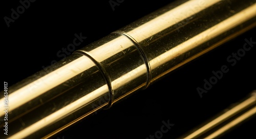 Close-up of a Trombone's Brass Tubing: A Detailed View of Musical Instrument Construction