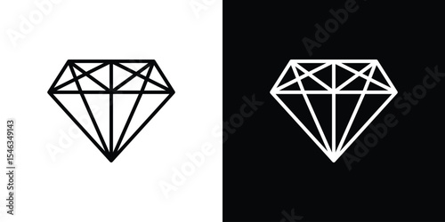 Diamond icon in black. flat graphic vector icon