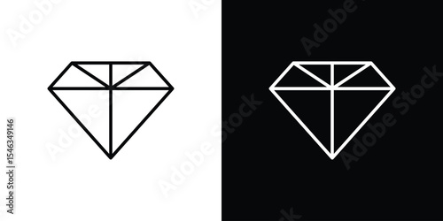 Diamond icon in black. flat graphic vector icon