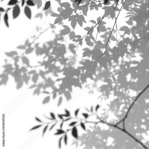 shadow overlay effect. Gray shadow of leaves isolated on white background. Plant foliage leaf shadow light effect. Mockup Blurred tree branch shadow. Ideal for summer spring design elements PNG