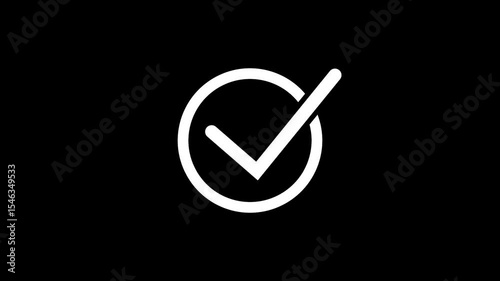 Check mark animation. check mark animation motion. Animated tick mark icon. white color simple approved 4k video.