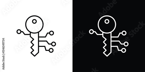 Digital key icon in black. flat graphic vector icon