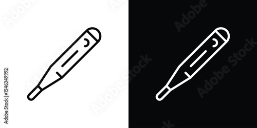 Digital thermometer icon in black. flat graphic vector icon
