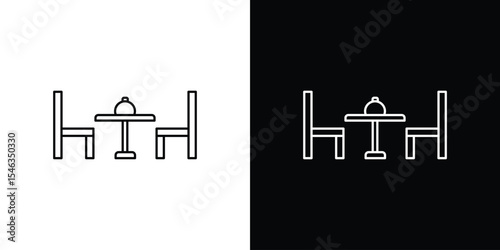 Dinner table icon in black. flat graphic vector icon