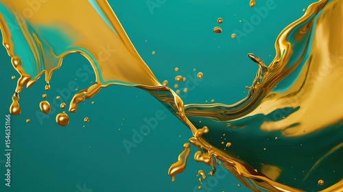 High-end brand promotion design - blue and gold liquid style