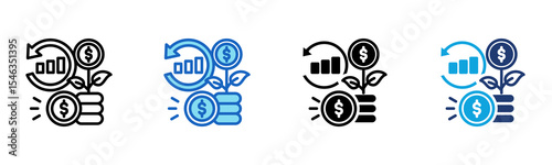 Return On Investment icon Multi Style Vector Illustration 