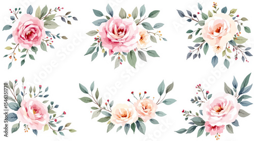 Set colorful spring flowers