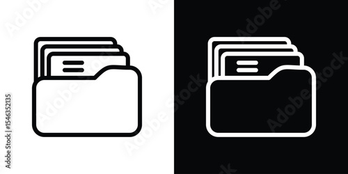 Document archive icon in black. flat graphic vector icon