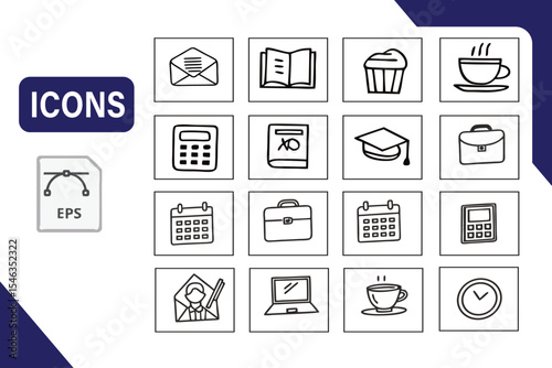 Hand-Drawn Icon Set Versatile EPS Vector Icons for Business and Education