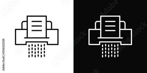 Document shredder icon in black. flat graphic vector icon