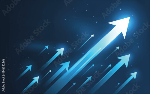 Glowing Arrows Ascending Digital Illustration of Growth and Success