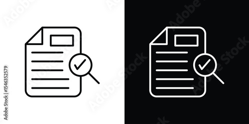 Document verification icon in black. flat graphic vector icon