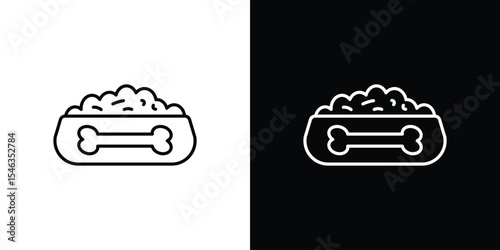 Dog feeding icon in black. flat graphic vector icon