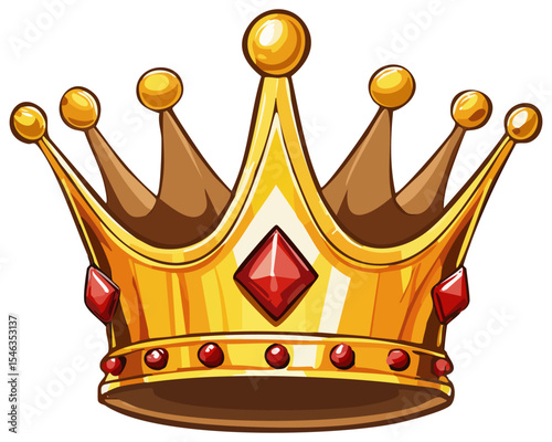 Golden crown clipart illustration, isolated 