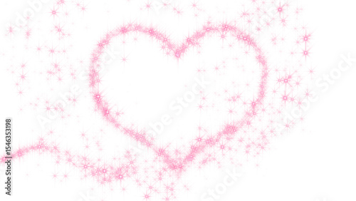 valentines day heart shape frame pink sparkle particle glitters light trail on transparent background, png shiny glowing red stars isolated love design element	