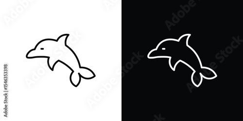 Dolphin icon in black. flat graphic vector icon