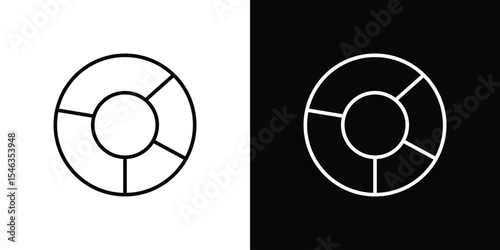 Donut chart icon in black. flat graphic vector icon