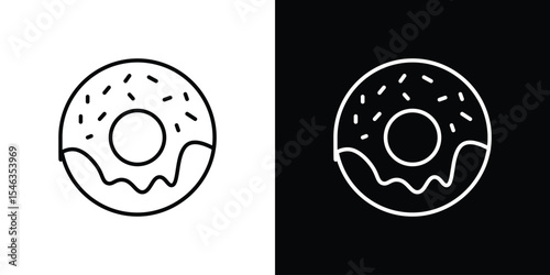 Donut icon in black. flat graphic vector icon